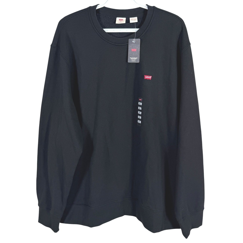 Levis Housemark Sweatshirt Mens XXL Black Red Batwing Logo Pullover Fleece NEW